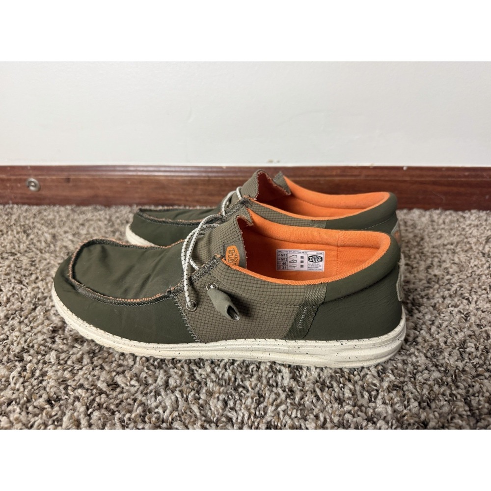 Hey Dude Men's Wally TRI Nylon Trailhead, Size 13, Olive/Orange Slip-On